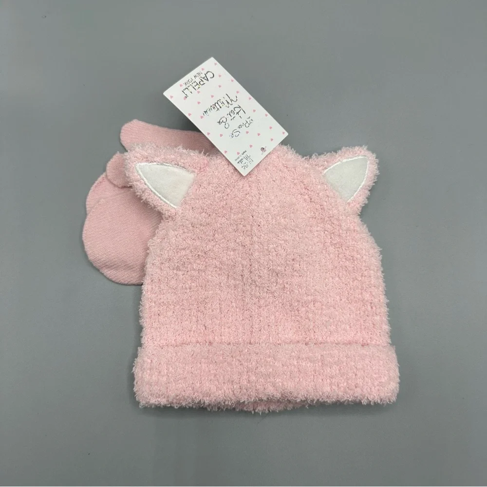 Capelli New York Soft Kitty Winter Hat Mittens Set Size 12-24M Pink